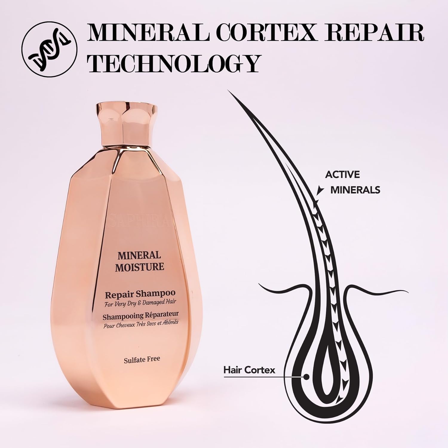 Saphira Dead Sea Minerals Shampoo – Sulfate Free Professional Hair Care – Hydrating & Nourishing Shampoo for All Hair Types