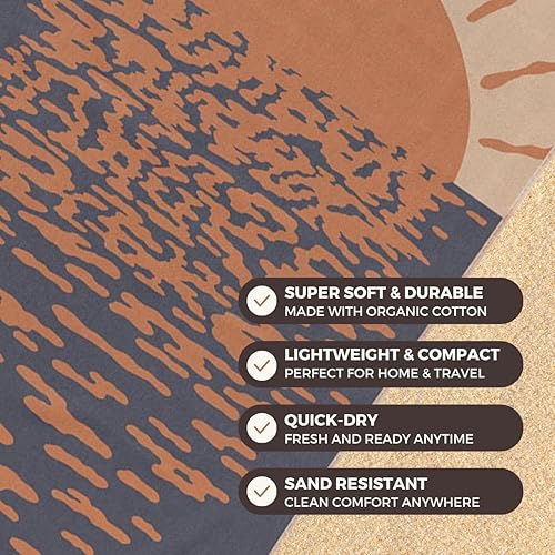 Miniatura 2 de FESHKA Toalla de playa turca sin arena (37 x 67), toalla de baño de secado rápido, manta de playa de gran tamaño, ligera para viajes, fabricada