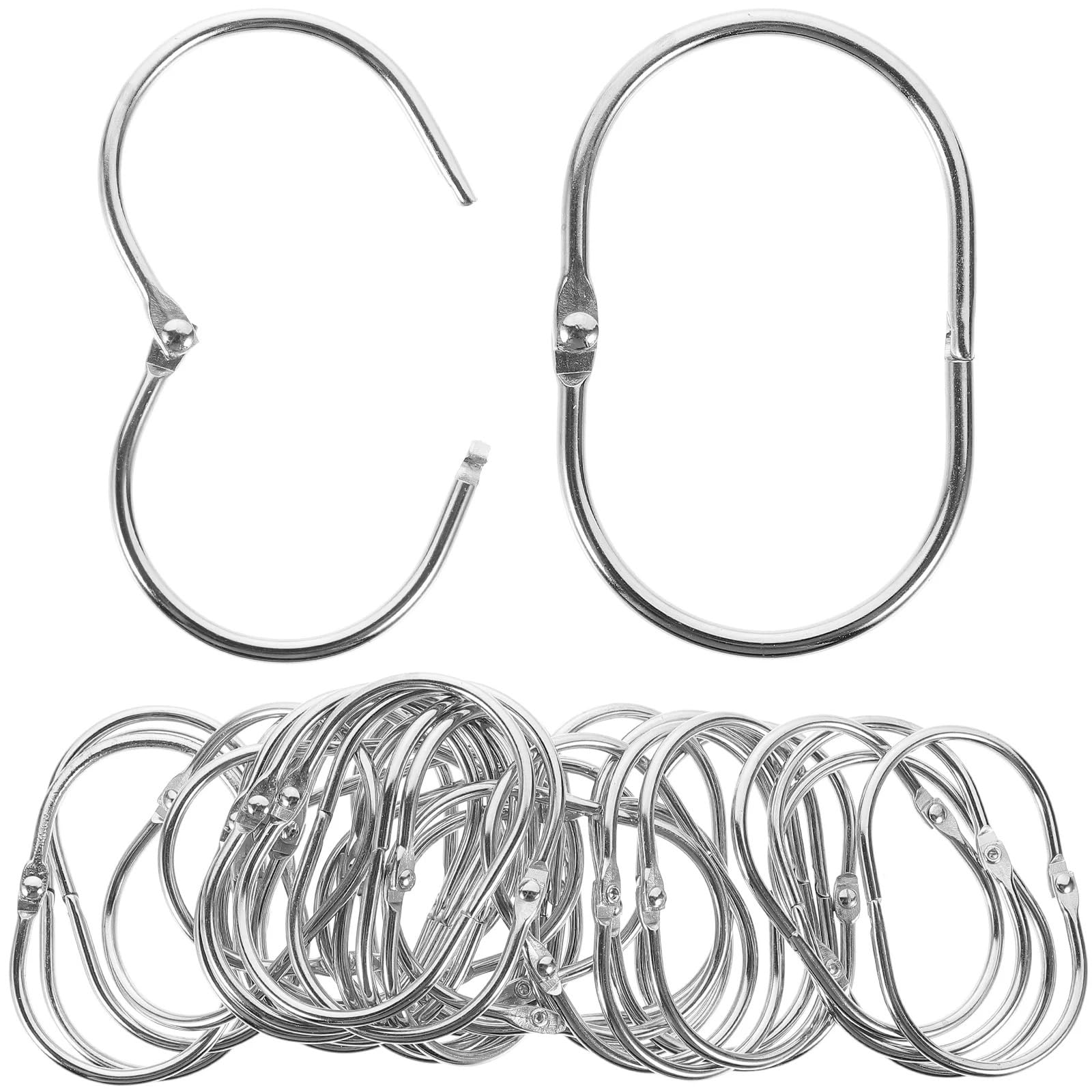 Ganci ad anello for tende da doccia, 30 pezzi, ganci in ferro colorato, argento, for il bagno