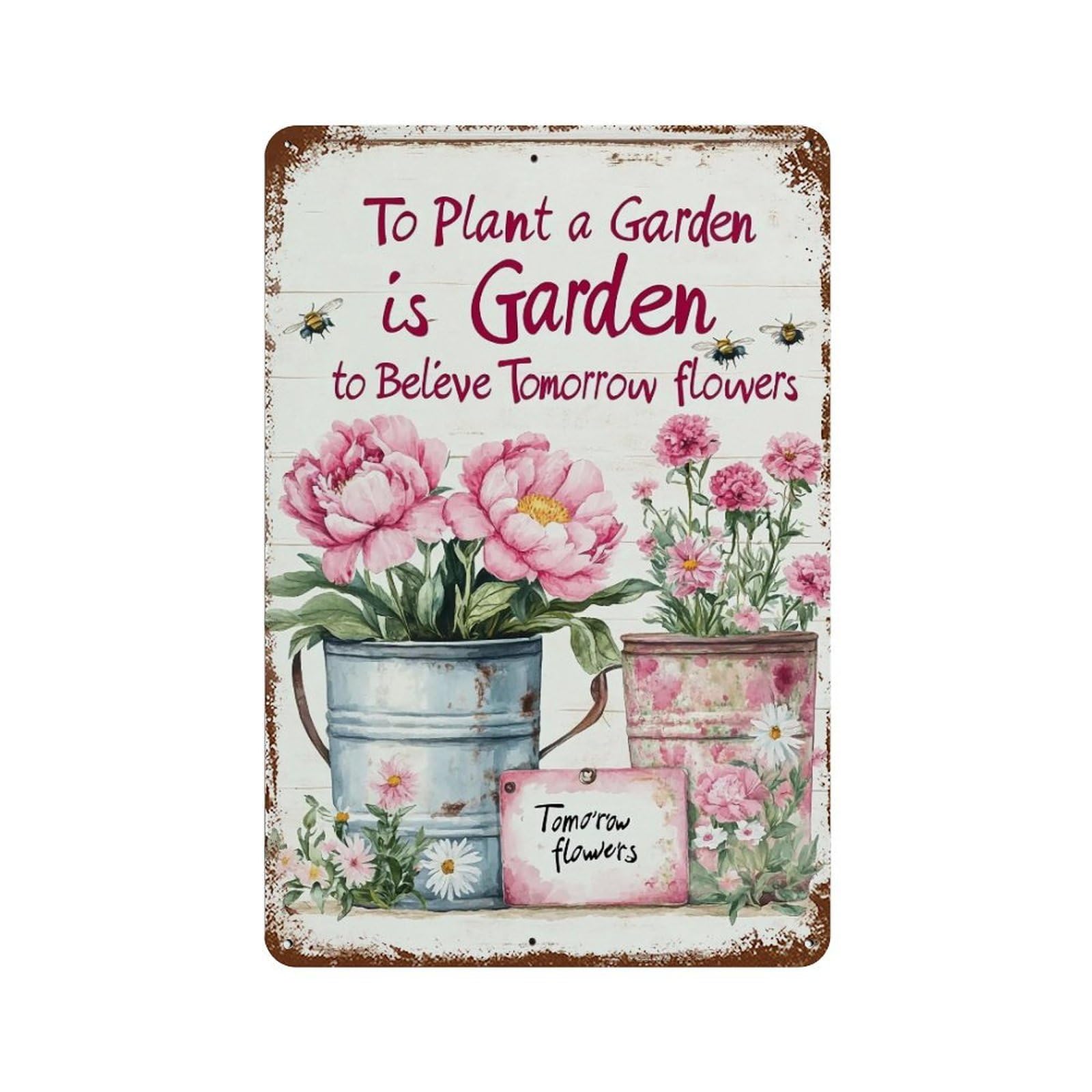 YHGERTKU Plant A Garden Quote Art (4) Wall Art Retro Iron Vintage Metal Tin Sign Poster Modern Decor for Living Rooms Gift 30x20cm
