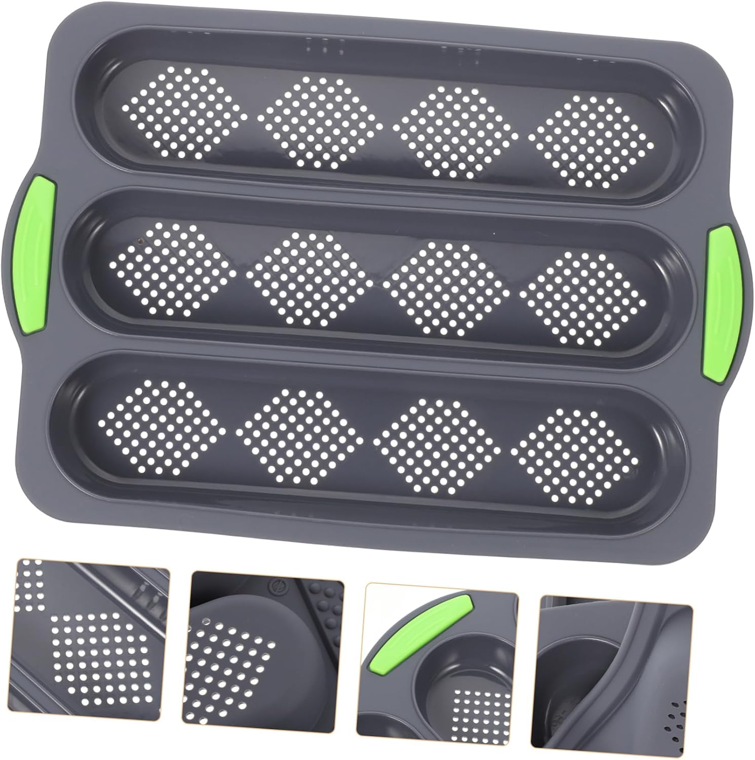 Multi-function Silicone Bread Mold Non-stick Baking Pan for French Bread Hot Dogs More Design with Easy-grip Handles for Home Bakers and Gift Giving