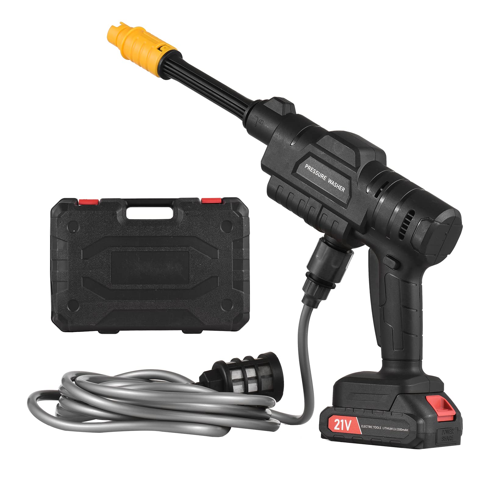 Hidrolimpiadora Alta Presion a Batería Geevorks Limpiadores de Alta Presión para Automóvil con Boquilla Ajustable 21 V Pistola Hidrolimpiadora Portátil para Lavar Coche/Regar Flores/Limpiar Pisos