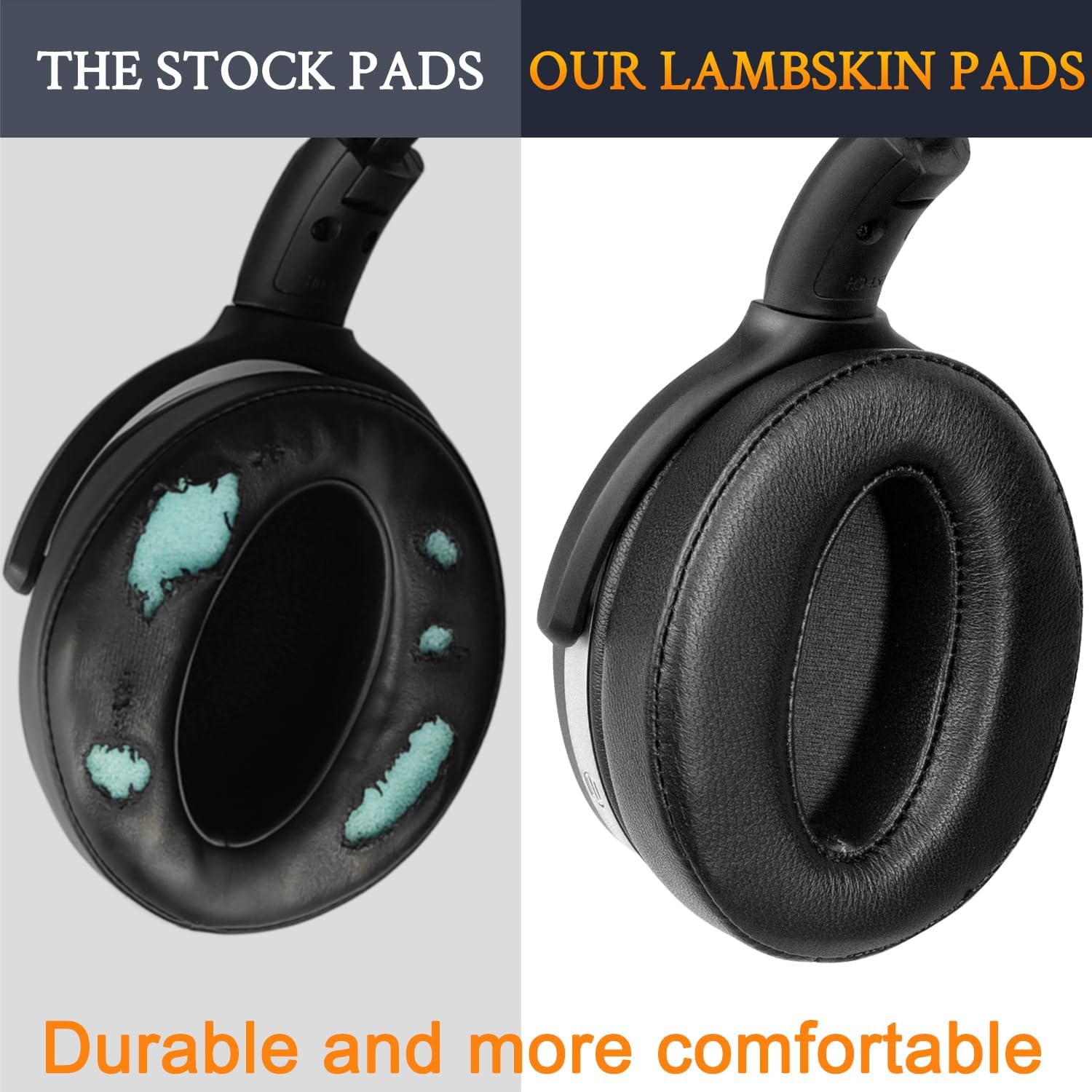 SOULWIT Lambskin Earpads Replacement for Sennheiser HD 4.50BT/HD 4.50BTNC/HD4.50SE/HD4.40BT/HD4.30G/HD4.20S/HD458BT/HD 450/HD450BT/HD400S/HD350BT/Adapt 360(MB 360 UC)/Adapt 361 - Black