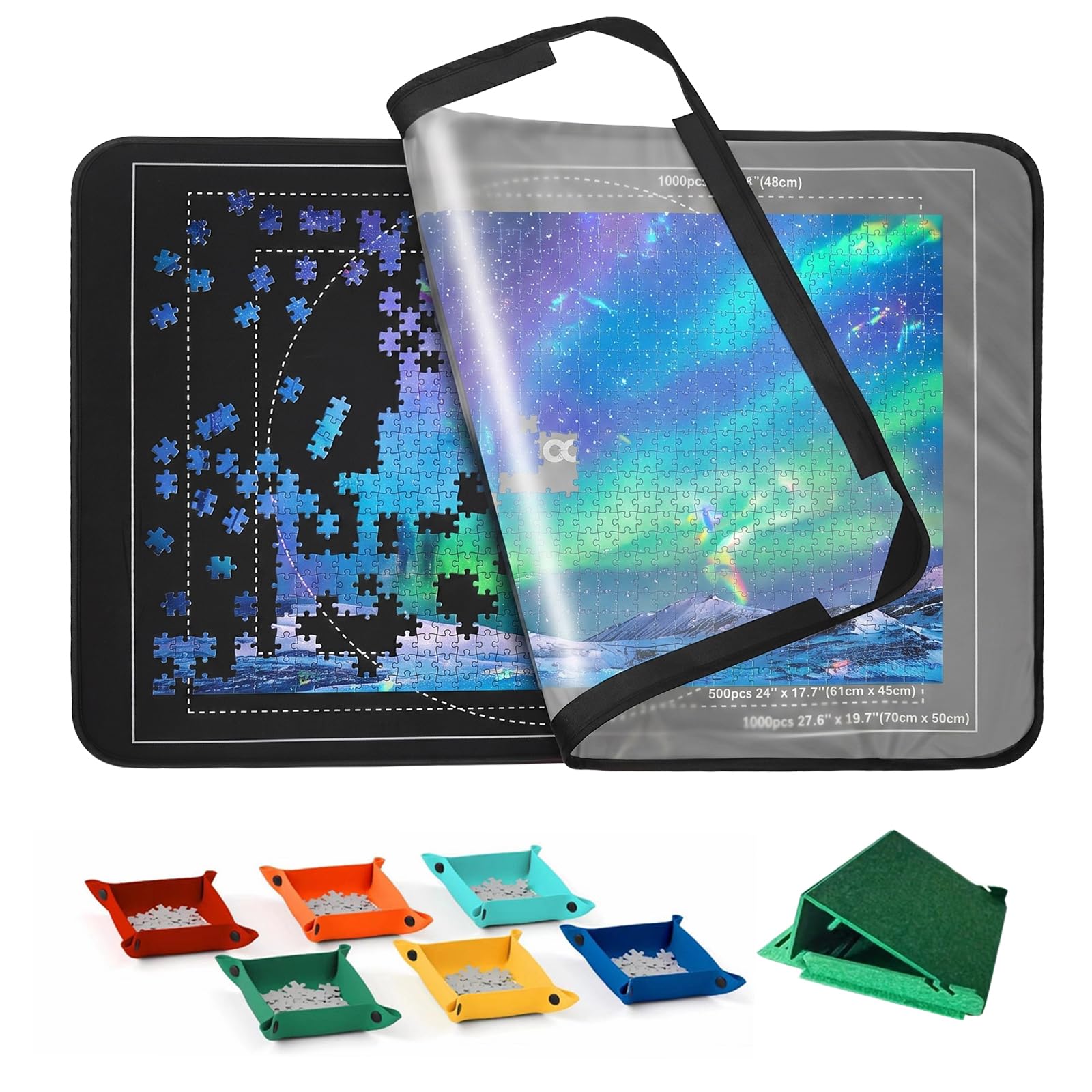 Jigsaw Puzzle Board for 1000 Pieces with Adjustable Stand, 80x55cm