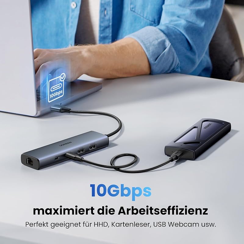 UGREEN USB 3.2 Hub Ethernet Adapter 2x USB-C 2x USB-A RJ45 Gigabit Hálózati Adapter