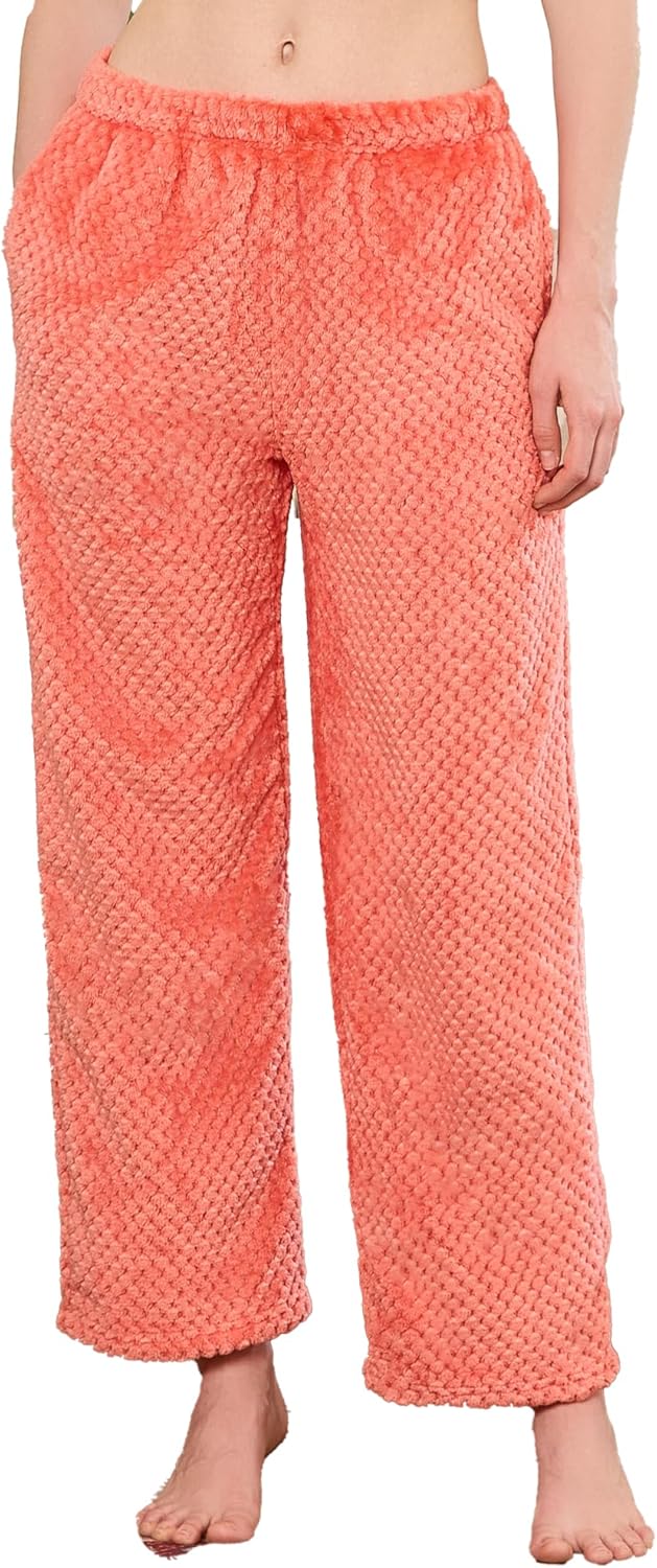 HEARTNICE Women's Fleece Pajama Pants, Warm Plush Soft Pj Bottoms with Pockets Comfy Fuzzy Lounge