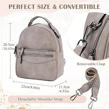 RAVUO Mini Backpack Women,Small Faux Leather Rucksack Ladies Shoulder Bag