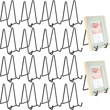 Mixweer Plate Stands for Display 18 Pack 6 Inch Plate Holder Display Stands Picture Frame Holder Metal Frame for Decorative Supplies, Book, Photo, Easel, Platter, Tabletop ArtBlack