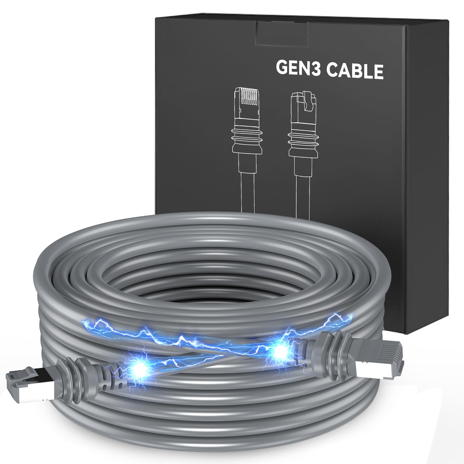 MOTITO Starlink Cable Gen 3, Standard Actuated 75FT Waterproof Replacement V3 for Starlink Rectangular Satellite, Durable Extension Cable(50FT)