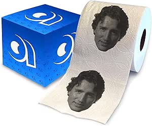 Printed TP Justin Trudeau Printed Toilet Paper Gag Gift – Trudeau Funny Toilet Roll Paper For Prank, Surprise, Bathroom Decor, Face of Justin Trudeau Political Joke Novelty Gift – 500 Sheets