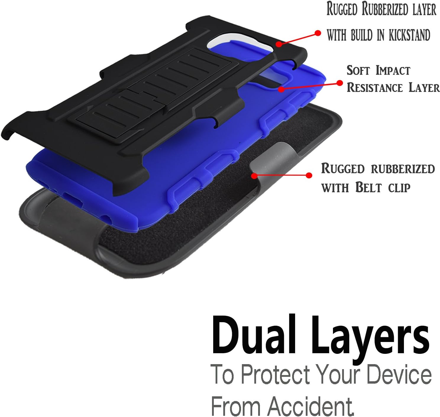 Galaxy S6 Case, Starshop(TM) Galaxy S6 (2015) Hybrid Full Protection High Impact Dual Layer Holster Case with Kickstand and Locking Belt Swivel Clip Blue