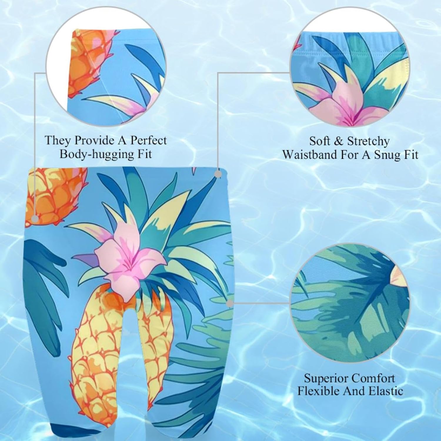 Men's Swim Jammers for Training, Swim Shorts for Boy Dry Quick Youth Boys Jammer Swimwear,Colorful Art Pineapple