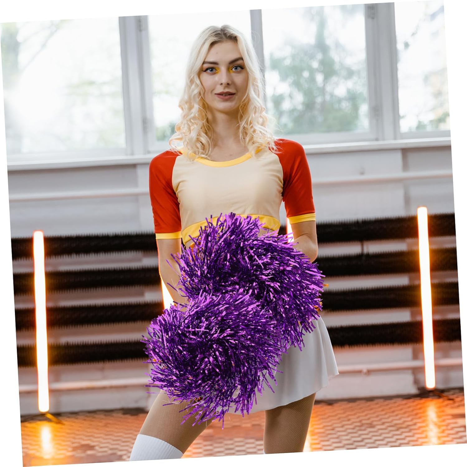OFFSCH 16pcs Cheer Accessories for Girls Cheer Pom Poms Reusable Cheerleading Pompoms Dance Hand Flowers