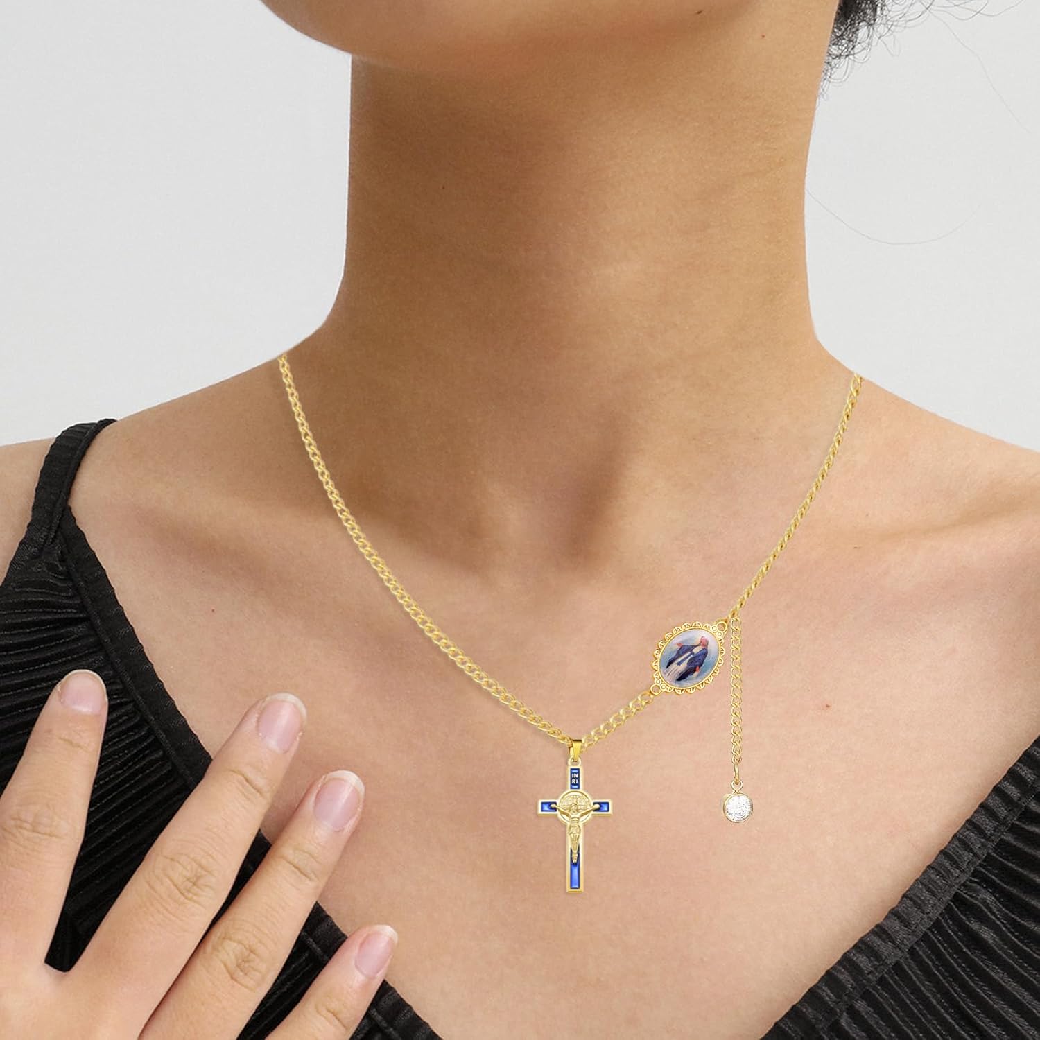 30Pcs Catholic Jesus Cross Charms Alloy Enamel Saint Benedict Medal Crucifix Charms Pendant for Jewelry Making Rosary Beads Necklace Bracelet Keychain DIY Craft Accessories - Image 4