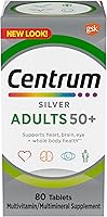 Centrum Silver Adults 50+ Multivitamin/Multimineral with Vitamin D3, B Vitamins, Calcium, Antioxidants - 80 Ct Gluten Free Non-GMO