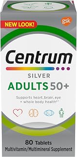Centrum Silver Adults 50+ Multivitamin/Multimineral with Vitamin D3, B Vitamins, Calcium, Antioxidants - 80 Ct Gluten Free Non-GMO