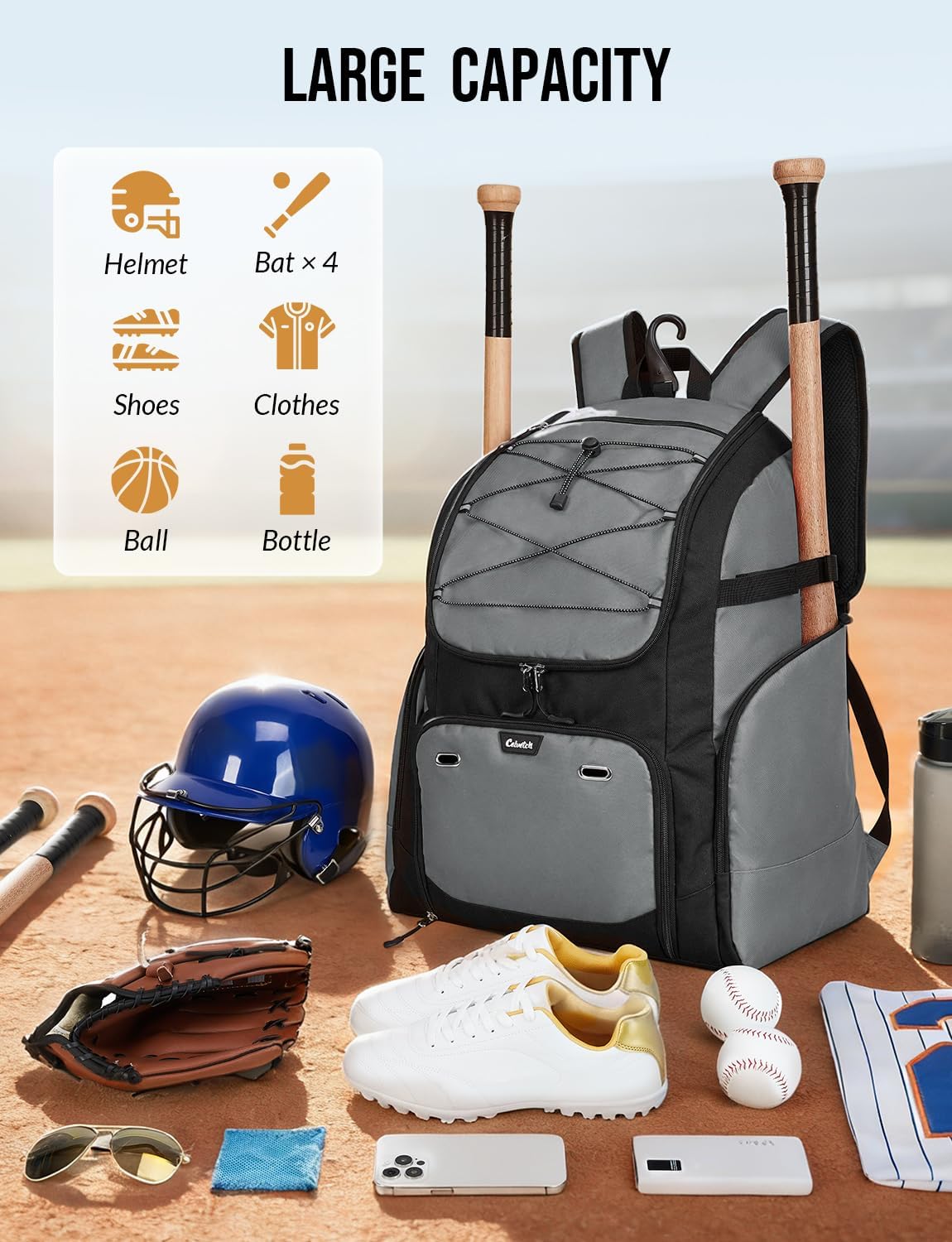 Baseball Backpack for Adult Large Capacity Softball Bat Bag