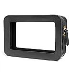 LETGO Clear Makeup Bags, TSA Approved Toiletry Bag with Zipper, Clear Makeup Organizer Fit Carry-on Travel Essentials,Clear Cosmetic Bags for Women Men (O-Black)