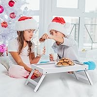 Vista 2 de Artmeer Mesa Bandeja de Cama con Patas Plegables, Bandeja de Bambú para Desayuno en la Cama para Mesa de TV, Bandeja de Computadora Portátil, Comer