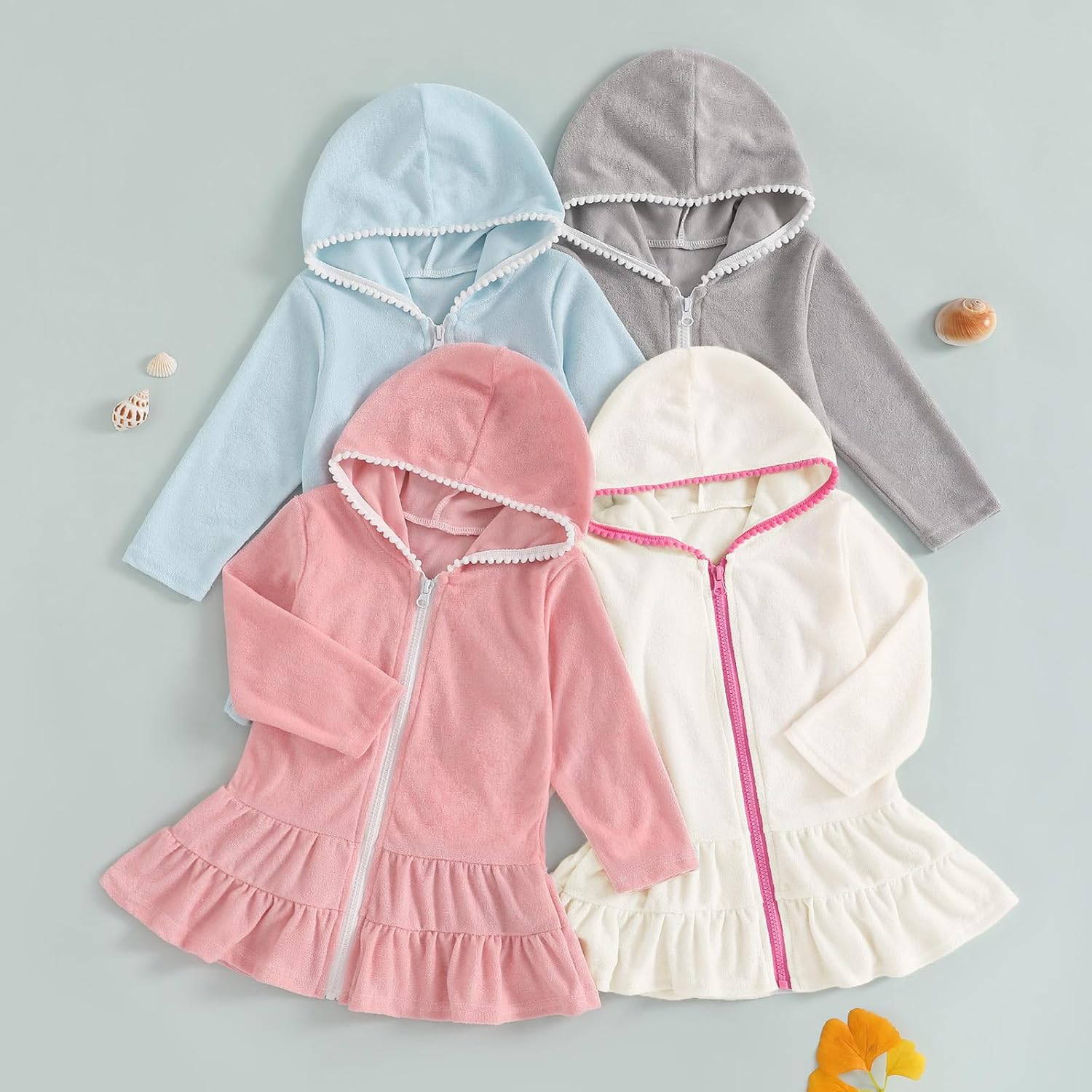 Mubineo Toddler Girl Long Sleeve Swimsuit Beach Dress Cute Cover Ups Ruffle Bathing Suit Cover Up Kimono Kids Swimwear - Image 2