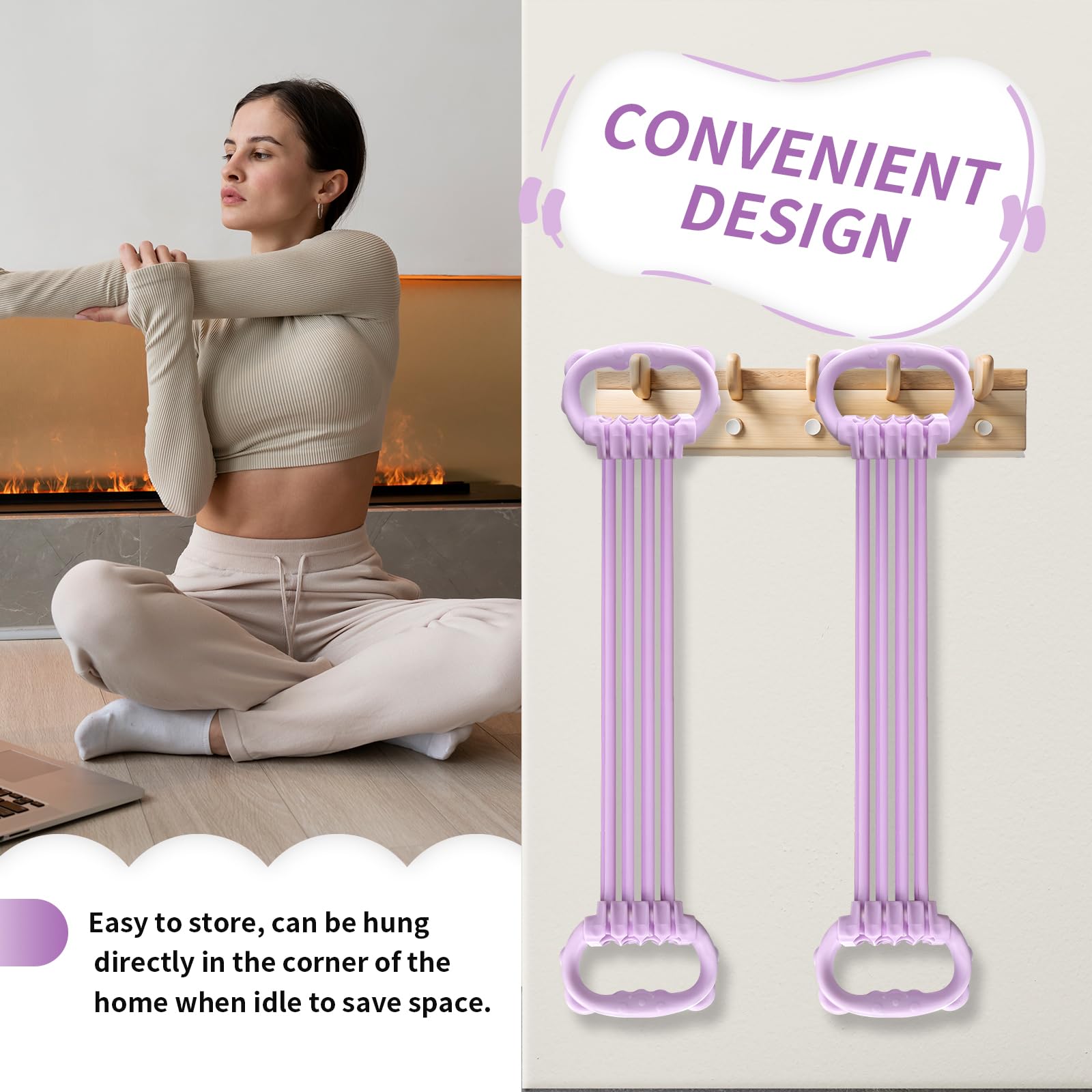 Bande di Resistenza,Bande Elastiche Fitness con Impugnatura Antiscivolo,Fasce Elastiche Fitness 15-120 Libbre,Regolabile in 8 Posizioni per L'allenamento di Petto,Braccia e Total Body