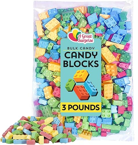 Building Blocks Candy - 3 Pound Bag - Building Block Candies - Candy Bricks Assorted Flavors - Edible Blocks Assortment - 3 Pound (Pack of 1)