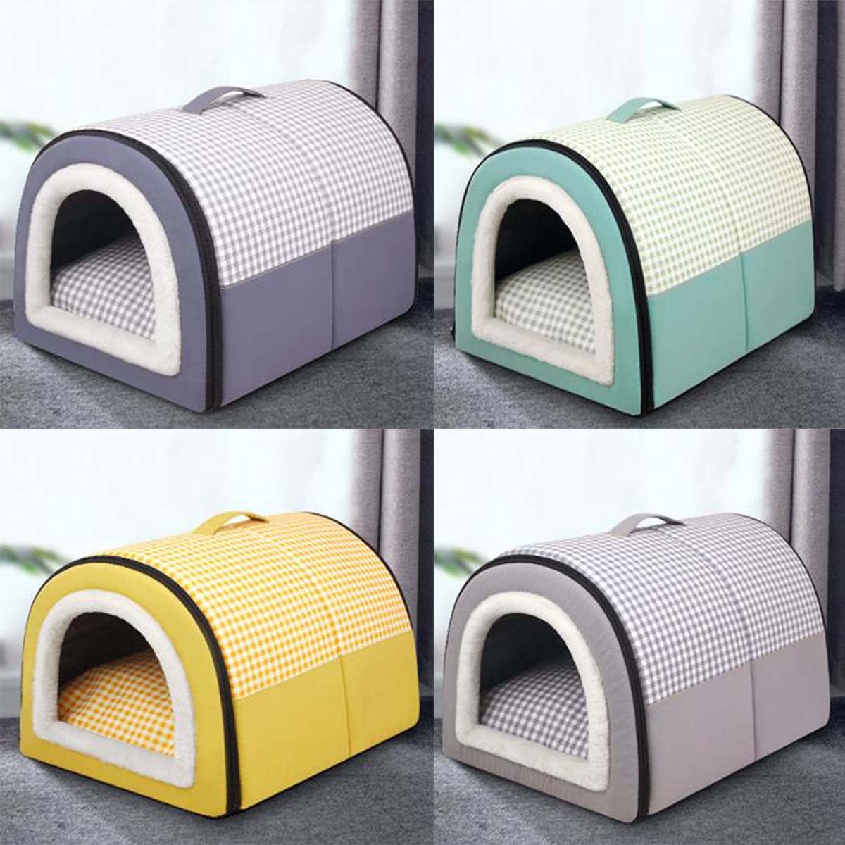 Cuccia per cani da interni, cuccia per cani 2 in 1, pieghevole, con cuscino rimovibile anti-ansia, impermeabile, calda, cuccia calmante per cani (70 x 55 x 45 cm, blu)