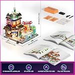 FUNWHOLE Cyberpunk Japanese-Izakaya Lighting-Building-Bricks Set - Cyberpunk Neon City Future Japanese Street View House Collection LED Light Model Display Set 1987 Pcs for Adults and Sci-fi Lovers