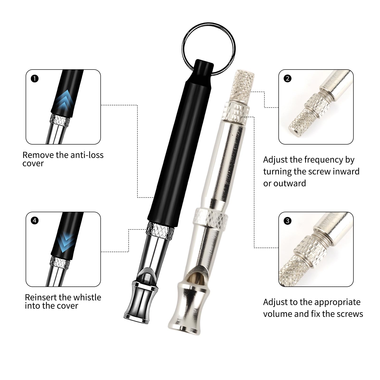 2 Pièces Sifflet de Rappel pour Chien, Sifflet Ultrason Chien, Fréquence Ultra-Haute Silencieuse, Outil de Rappel Sifflet Chien, Sifflet Réglable, Idéal pour l’Entraînement des Chiens
