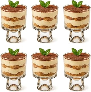 8 oz Glass Dessert Cups (Set of 6): Exquisite dessert cups for pudding, ...