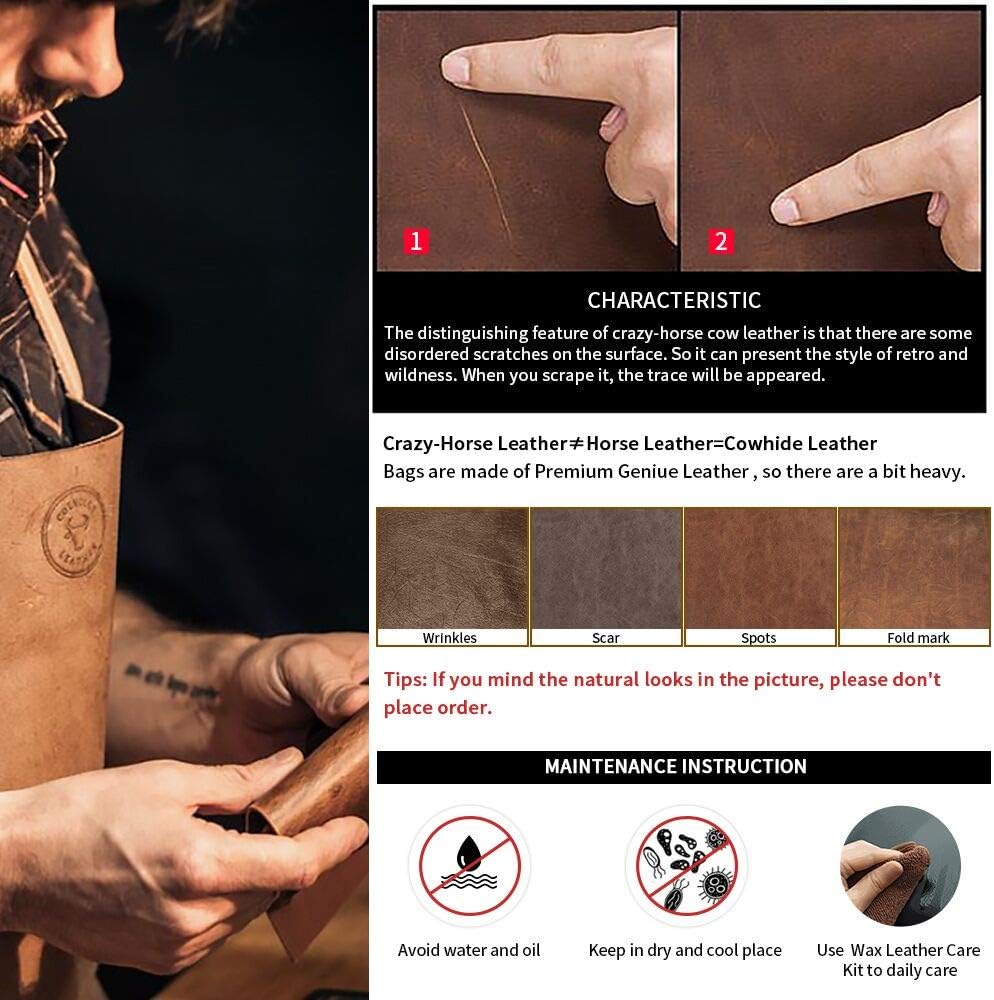 Lowest Price Kattee Vintage Genuine Leather 15.6 Laptop Briefcase Messenger Bag Coffee