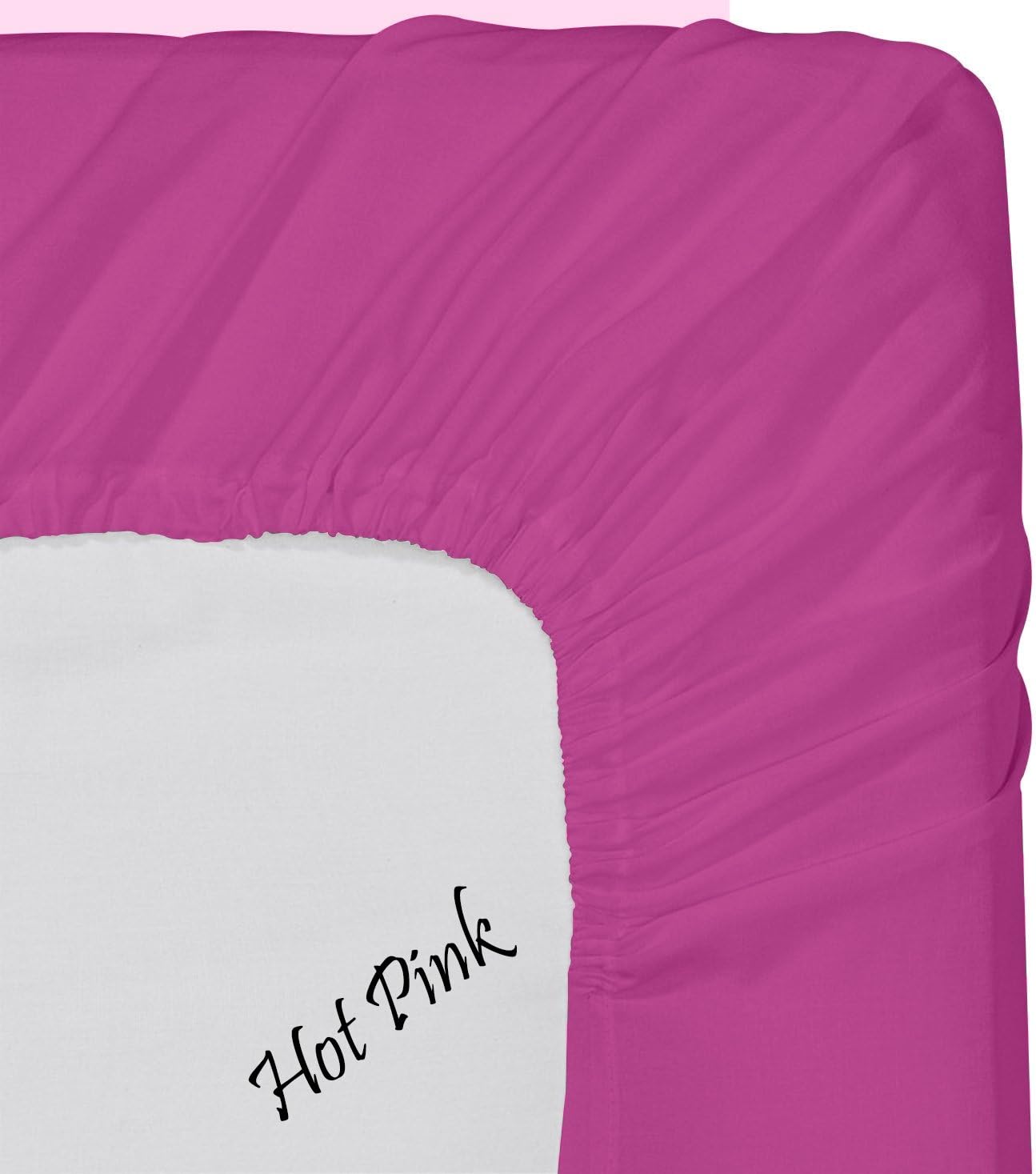 Twin XL Size Fitted Sheet, 600 Thread Count Egyptian Cotton 1 Piece Luxury Hotel Fitted Sheet OR Bottom Sheet Hot Pink Solid- 12" Inches - 15" Inches DEEP Pocket