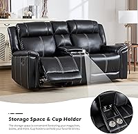 Vista 4 de EBELLO Sofá reclinable de dos plazas de piel sintética, sofá reclinable manual, silla de 2 plazas de estilo moderno de mediados de siglo