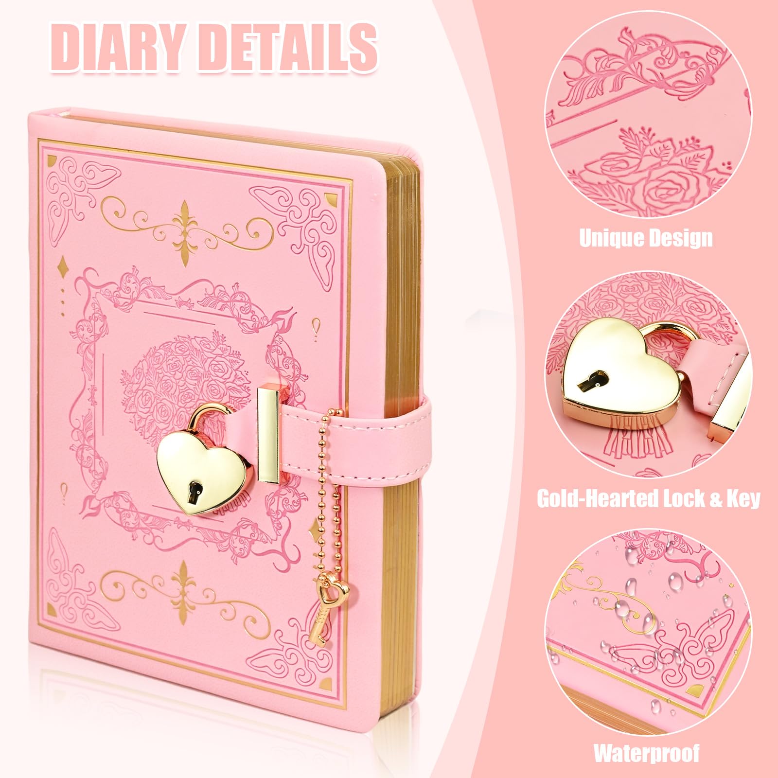 Diary with Lock for Girls Women B6 PU Leather Notebook with Lock, Lockable Diary Girls Diary - Image 2