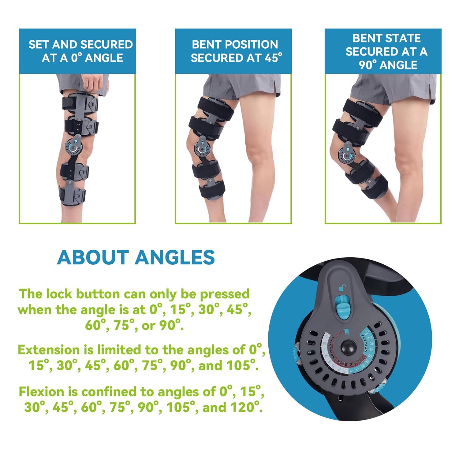 Komzer Hinged Knee Brace, Post Op ROM Immobilizer Orthopedic Rehabilitation Brace for ACL, MCL, Meniscus Tear Recovery and Adjustable Stabilizer for Men & Women, Universal Fit Stabilizer for Left/Right Leg