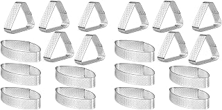 Mauedest 20 x forma un barco y para tarta de acero inoxidable con triple ángulo, herramientas para la cocción de moldes para tartas perforadas para mousses para tartas