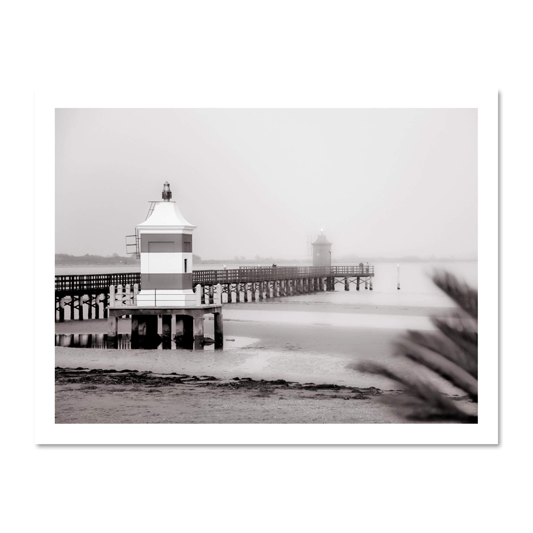 Lignano Lighthouse Italy BW Large Framed Art Print Poster Wall Decor 18x24 inch