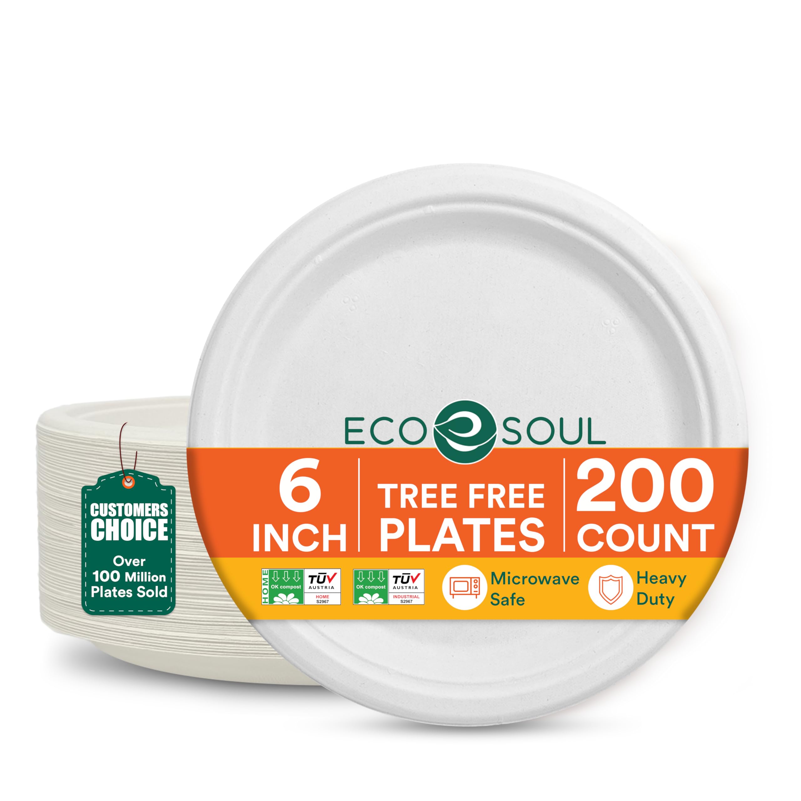ECO SOUL 9 Inch Compostable Plates - 100 Pack -16
