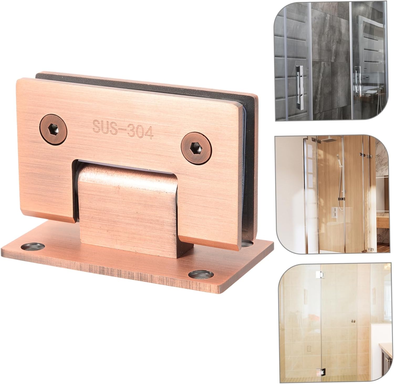 Toyvian 304 Stainless Steel Shower Door Hinge 180 Degree Glass Door Hinge for Bathroom Hardware