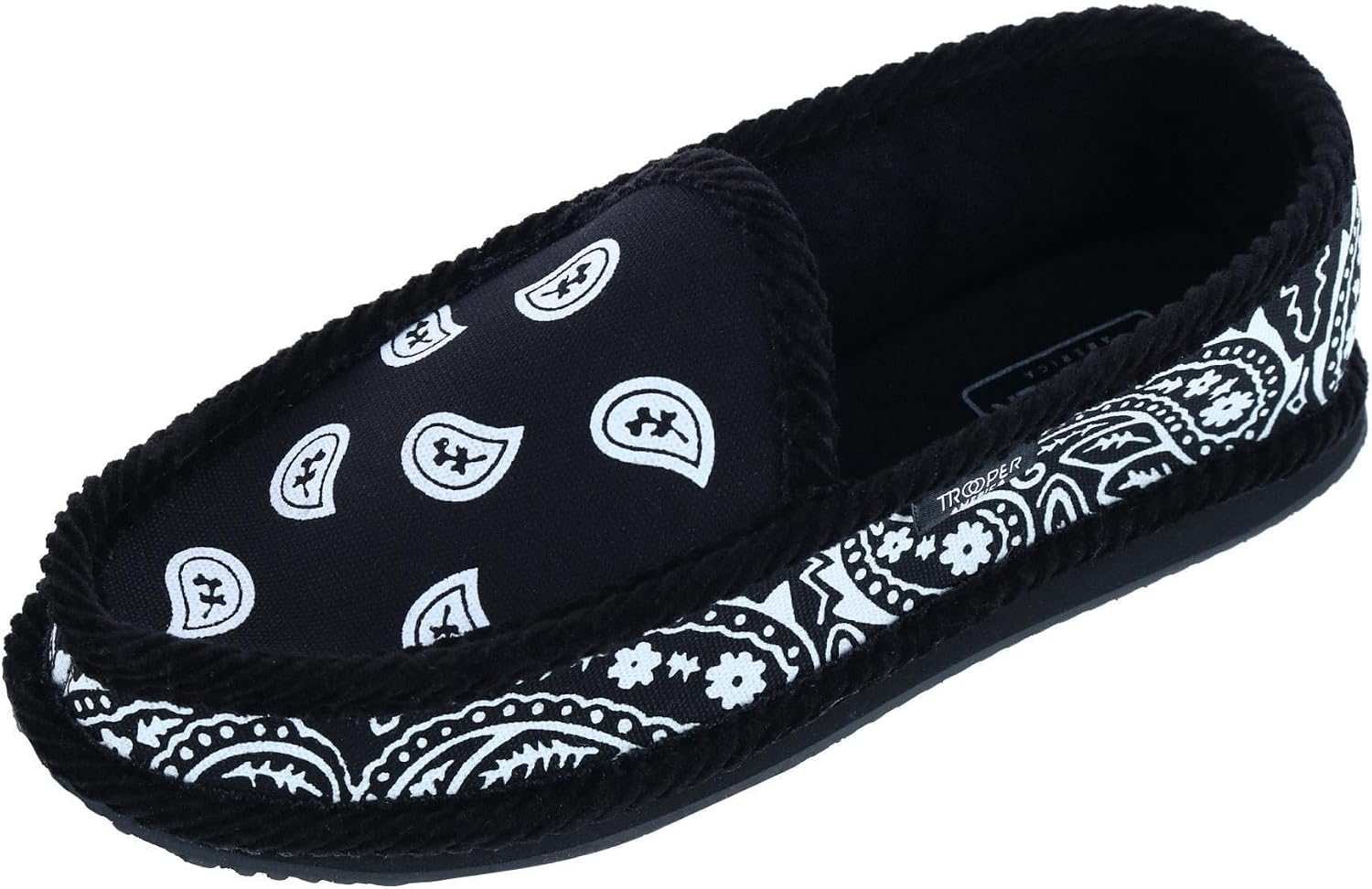 Trooper America Men's Bandana Print Slip On House Shoe Slipper, 7, Black