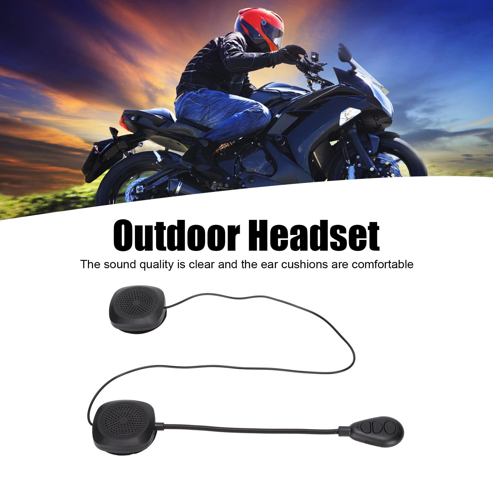 Gavigain Motorcycle Helmet Bluetooth Headset, Bluetooth Helmet Headset with Auto Answer Calls Volume Control Dial Control for Motorbike Sport Cycling Skiing Riding