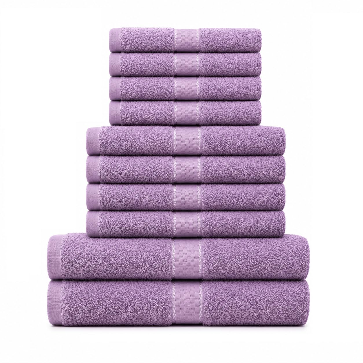 Luxury 10 Piece Towel Bale Set 100% Cotton Terry Cotton, 400 GSM Soft & Highly Absorbent Towels, Includes 2 Bath Towels, 4 Hand Towels & 4 Face Towels, Hotel & Spa Quality Bathroom Towel Set (Lilac) — image 1
