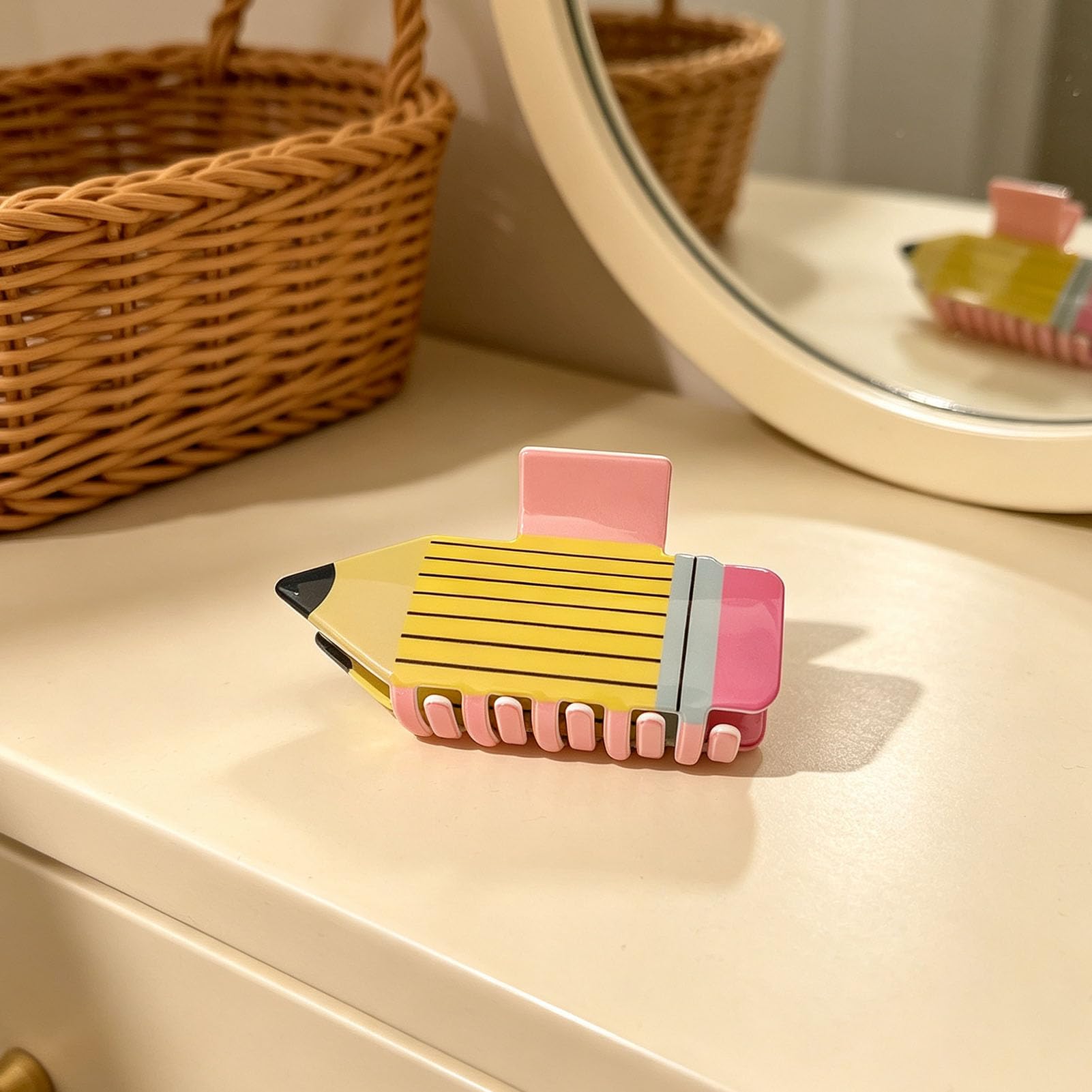 Yctze Pinze per Capelli, Mollette Antiscivolo 24 Pezzi per una Presa for Tutti i Tipi di Capelli (Forma di matita a strisce gialle)