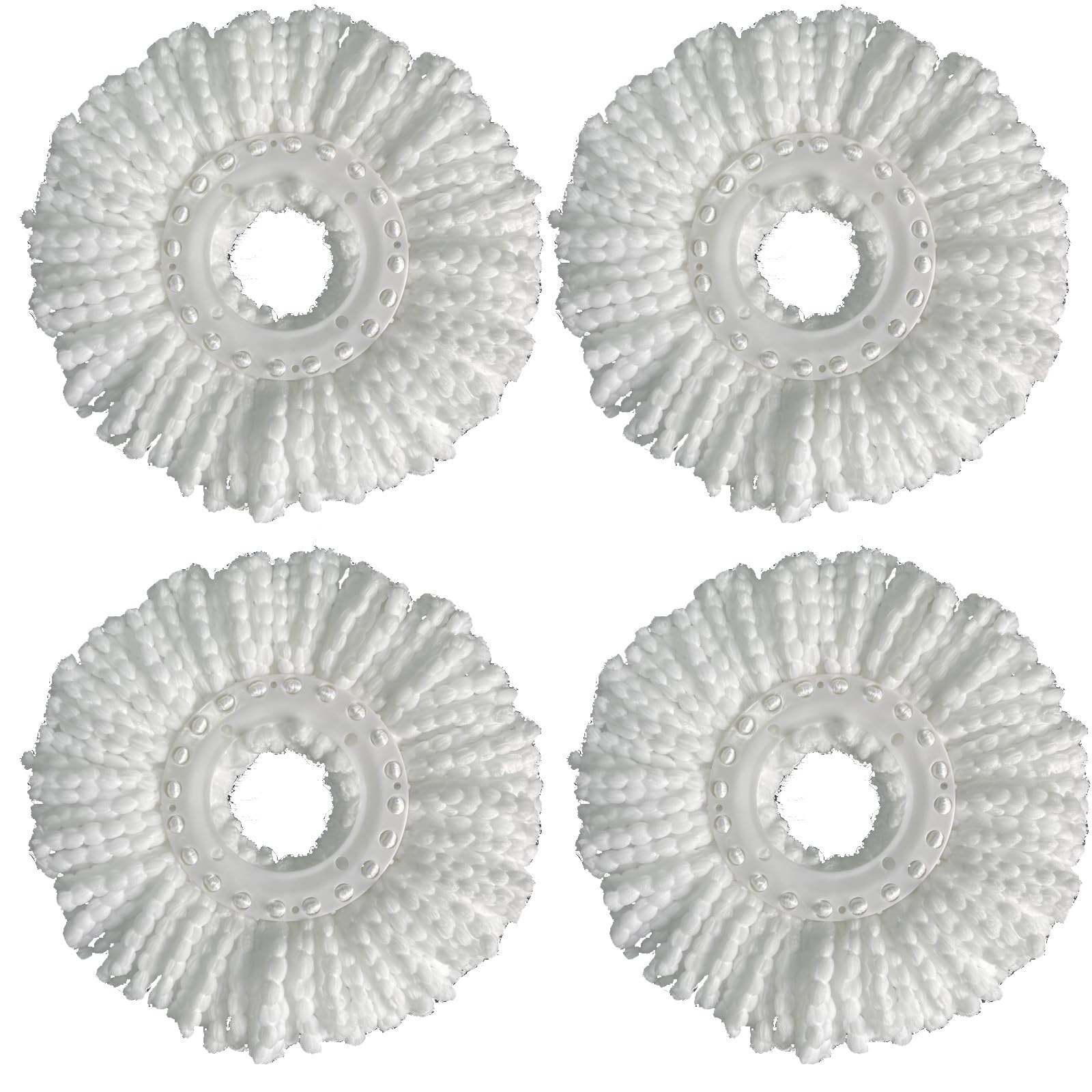 Topsky Mop Replacement Heads for Spin Mop, Round Mop Replacement, Microfiber Mop Pads, Mop Head Refill for Cleaning Ceramic Wood Floors (4, White)