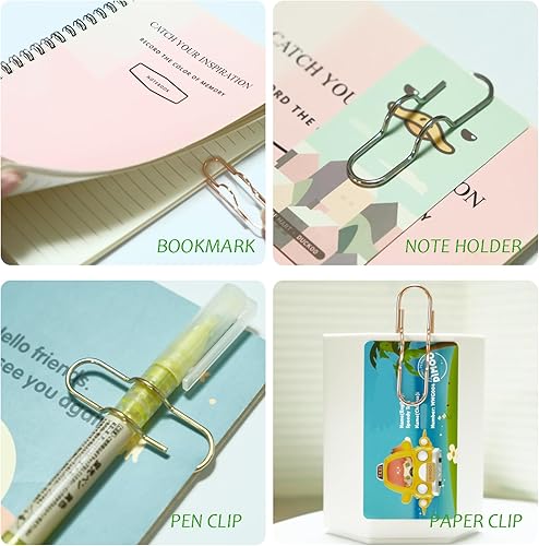 Miniatura 3 de Clips multifuncionales para bolígrafos, 20 clips de papel de metal portátiles, suministros escolares de oficina de gran tamaño, soporte para