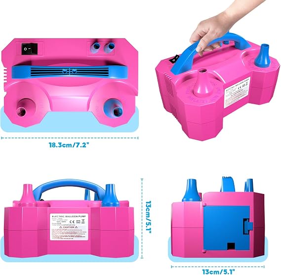 Balloon Pump, Balloon Pump Electric, Electric Balloon Pump at Home, Portable Air Blower with Dual Nozzle Balloon Air Pump for Decoration, Party and Save Time