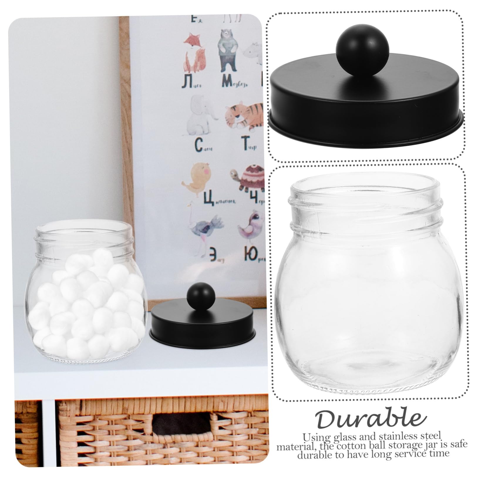 Zerodeko 3stücke Wattestäbchenhalter aus Edelstahl und Glas Wattepadhalter mit Verschlussdeckel Organizer für Transparente Apothekergläser Kompakt und Vielseitig Einsetzbar
