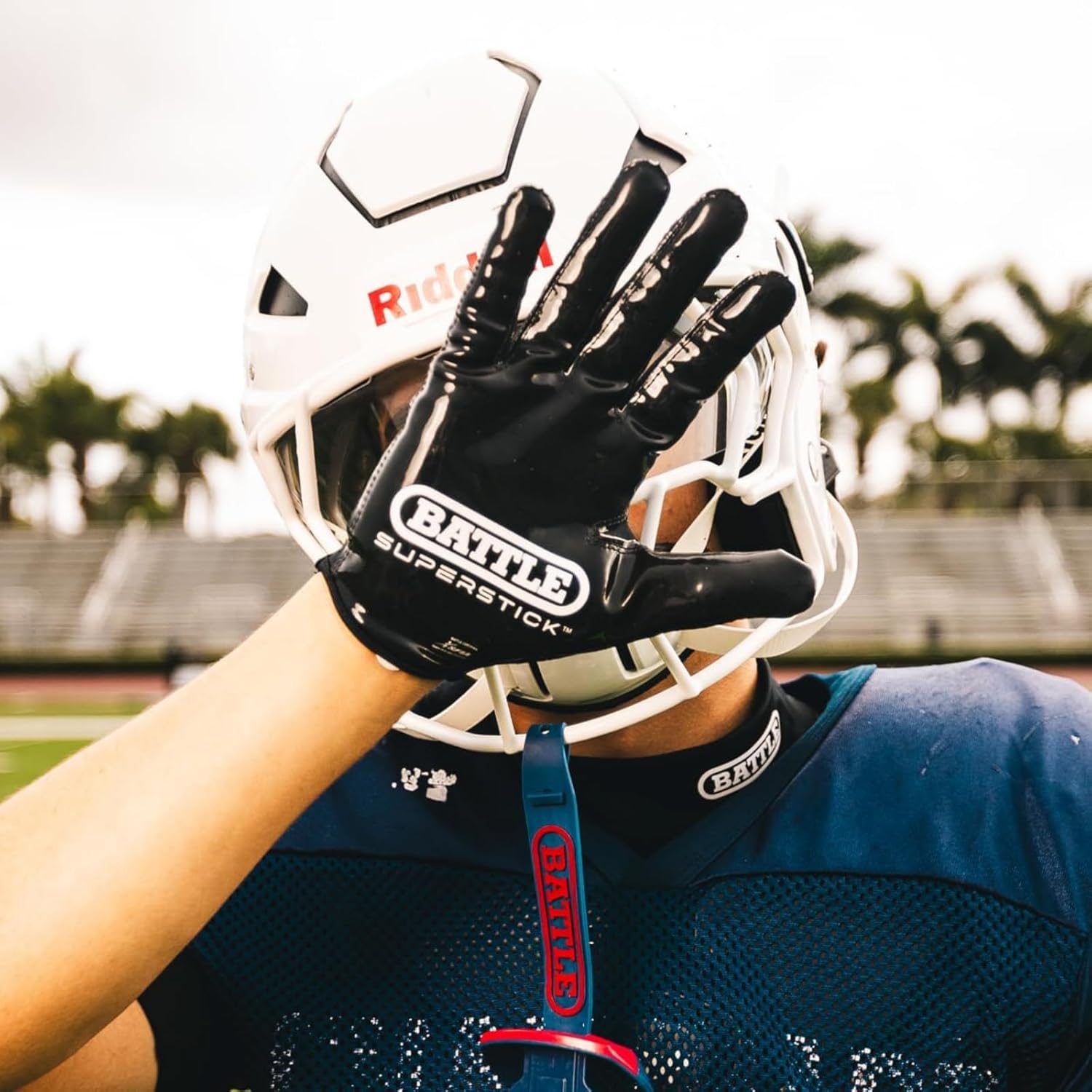 Battle Doom Speed Football Receiver Gloves, Ultra Stick Grip, Compression Fit (Runs Tight – Size Up If Between Sizes), Youth & Adult Football Gloves