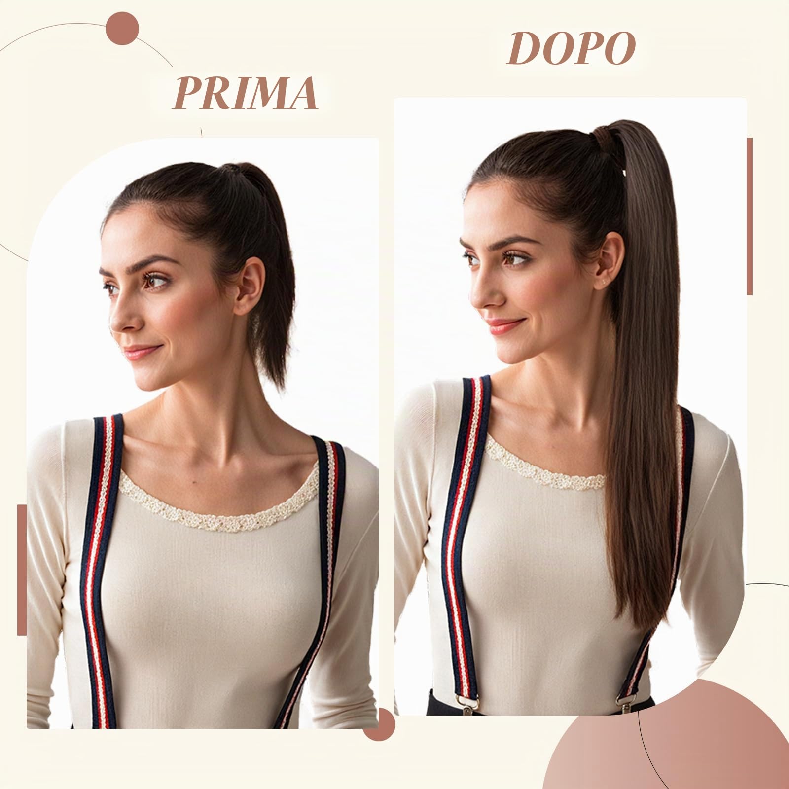 Elailite Coda Capelli Veri Extension con Clip Coda di Cavallo Ponytail Wrap Around Fascica Unica Human Hair Lisci