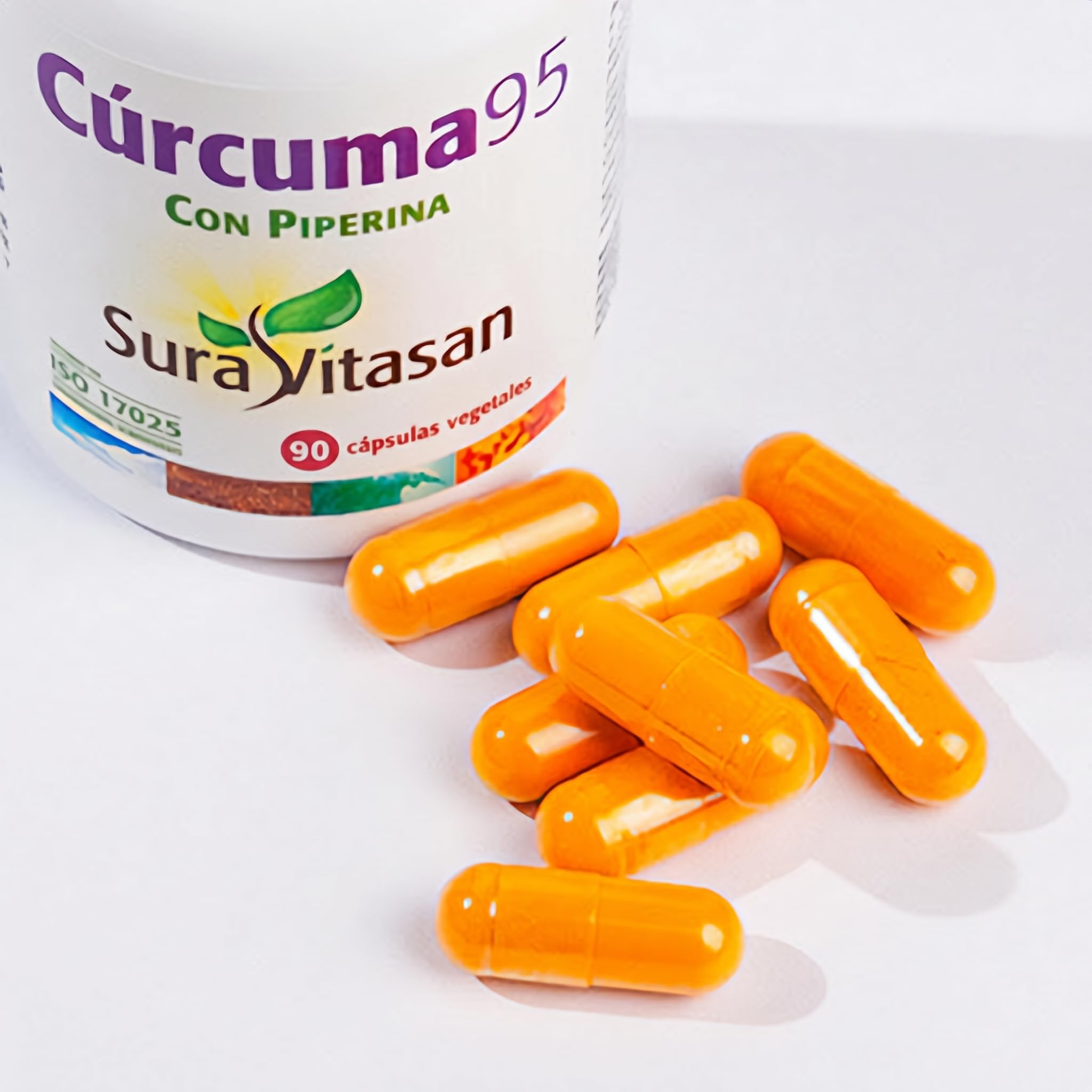 SURA VITASAN Cúrcuma 95 90 Cápsulas | 95% Curcuminoides con Piperina, Alta Potencia Antiinflamatoria, Salud Hepática, Confort Digestivo y Inmunitario